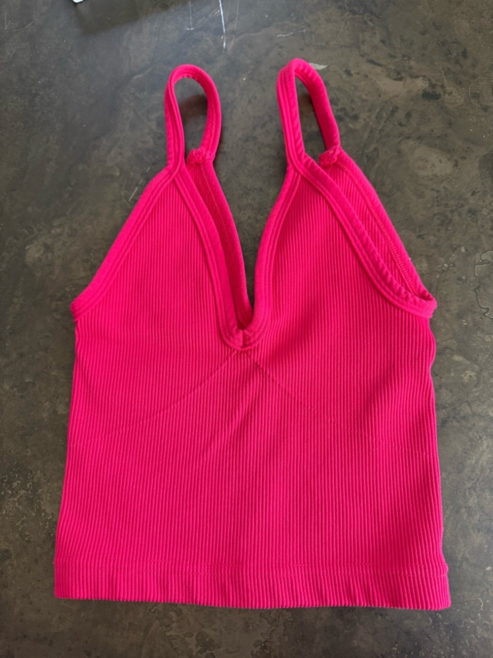 Free People Hot Pink Ribbed V-Neck Tank
